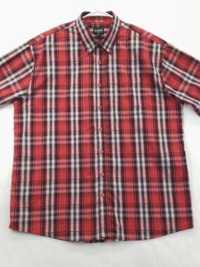Gioberti Shirt Mens 2XL Red Black Plaid Cotton Button-Up